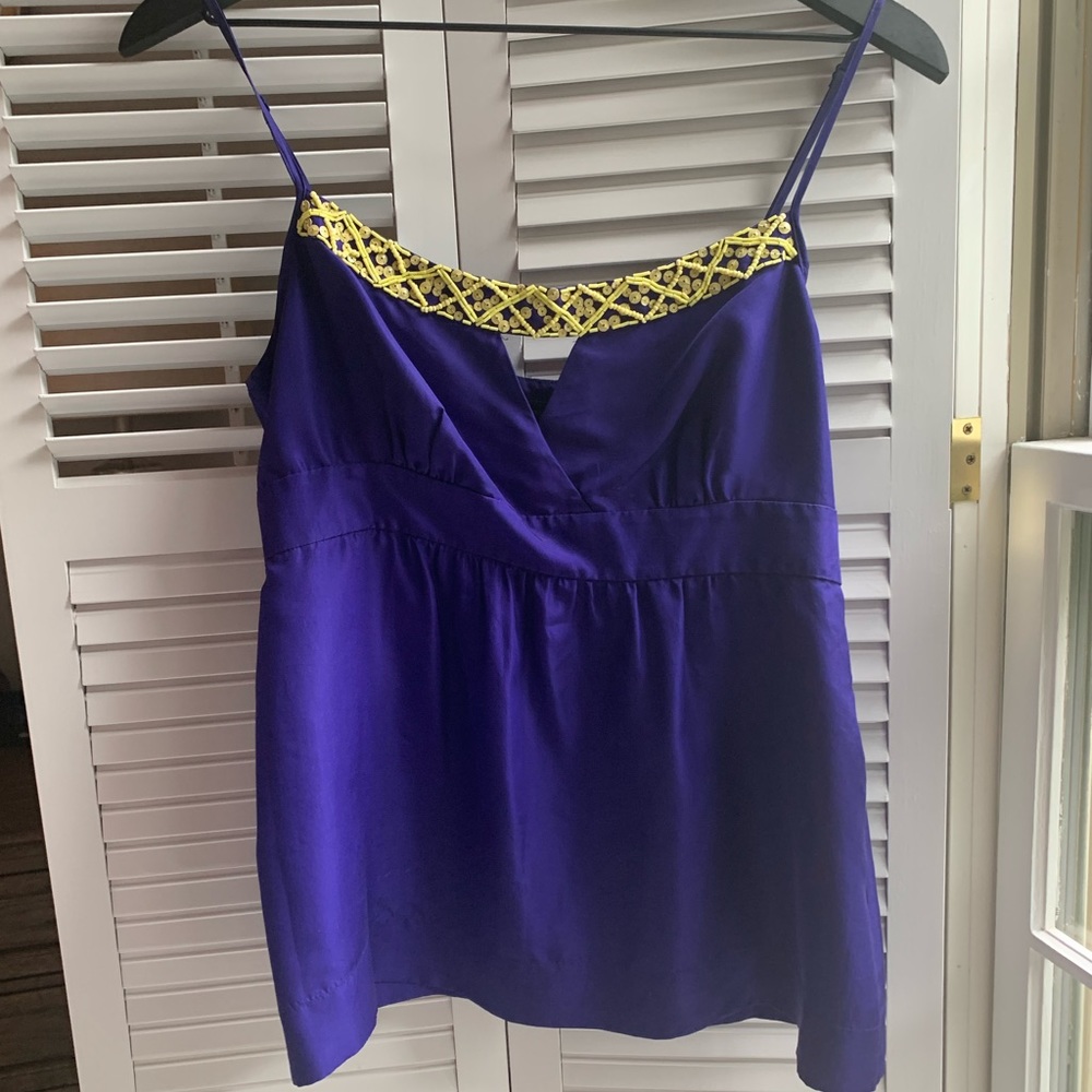 BCBG Maxazria embellished blue cami